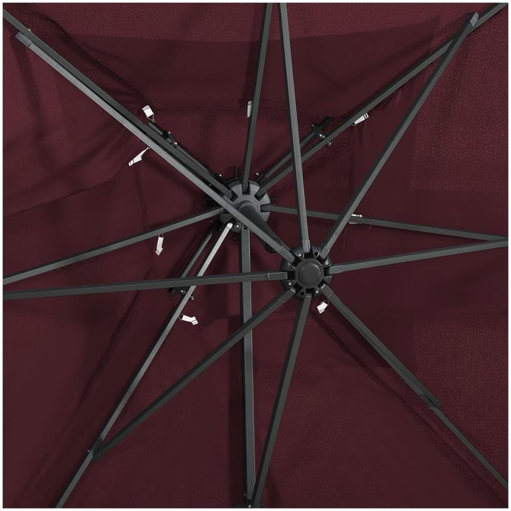 Ombrellone a Sbalzo con Doppia Copertura 250x250 cm Rosso Bordò - Foto 3