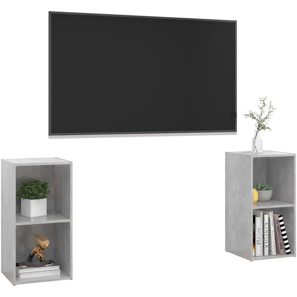 Mobili TV 2 pz Grigio Cemento 72x35x36,5cm in Legno Multistrato - Foto 2