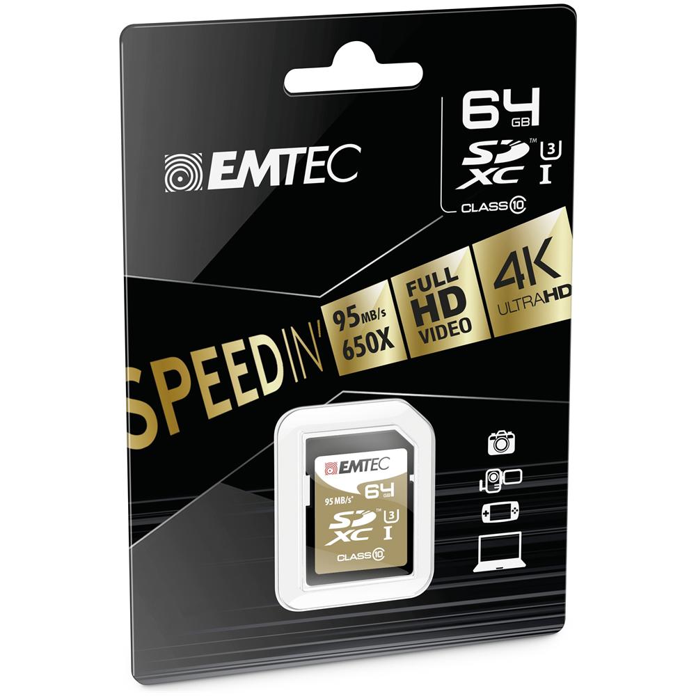 SDXC 64GB Class10 Speedin, SDXC, Nero, Class 10, Blister - Foto 1