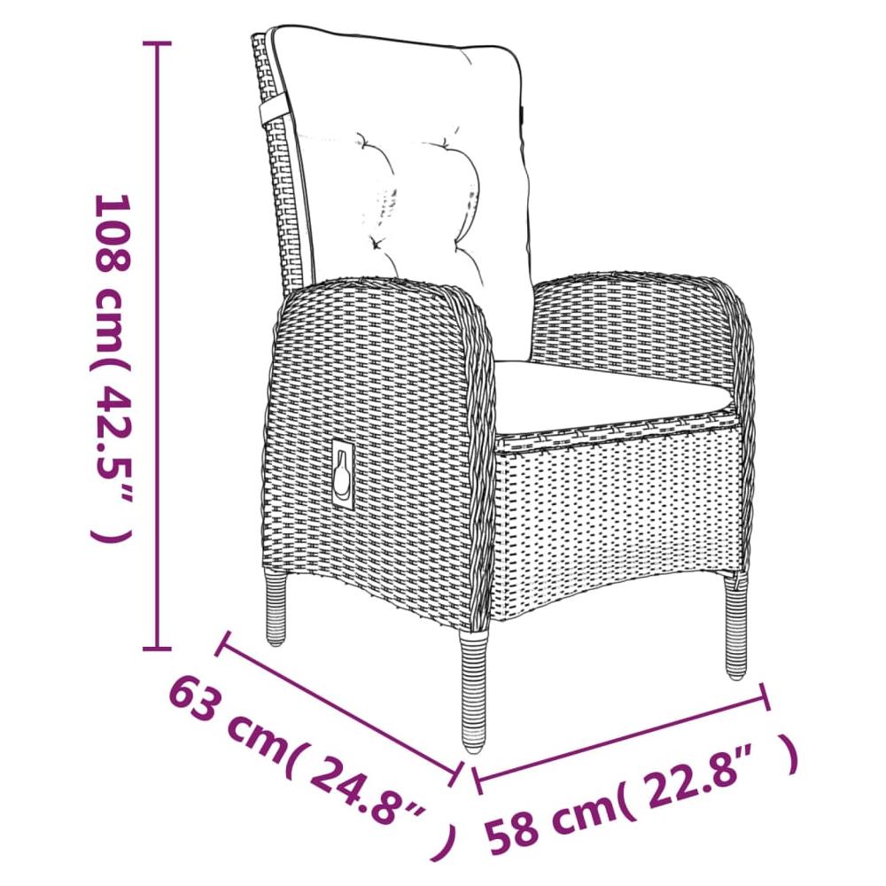 Set Da Pranzo Per Giardino 9 Pz Con Cuscini Grigio E Nero - Foto 2