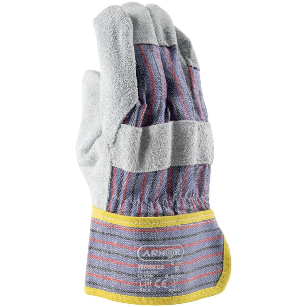 Guanti Worker In Pelle O Crosta Di Bovino Con Dorso In Cotone Taglia 9 - Foto 1