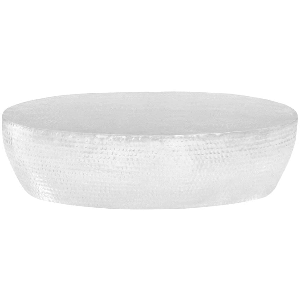 Tavolino Da Caffè 100x50x28 Cm Alluminio Martellato Argento - Foto 2