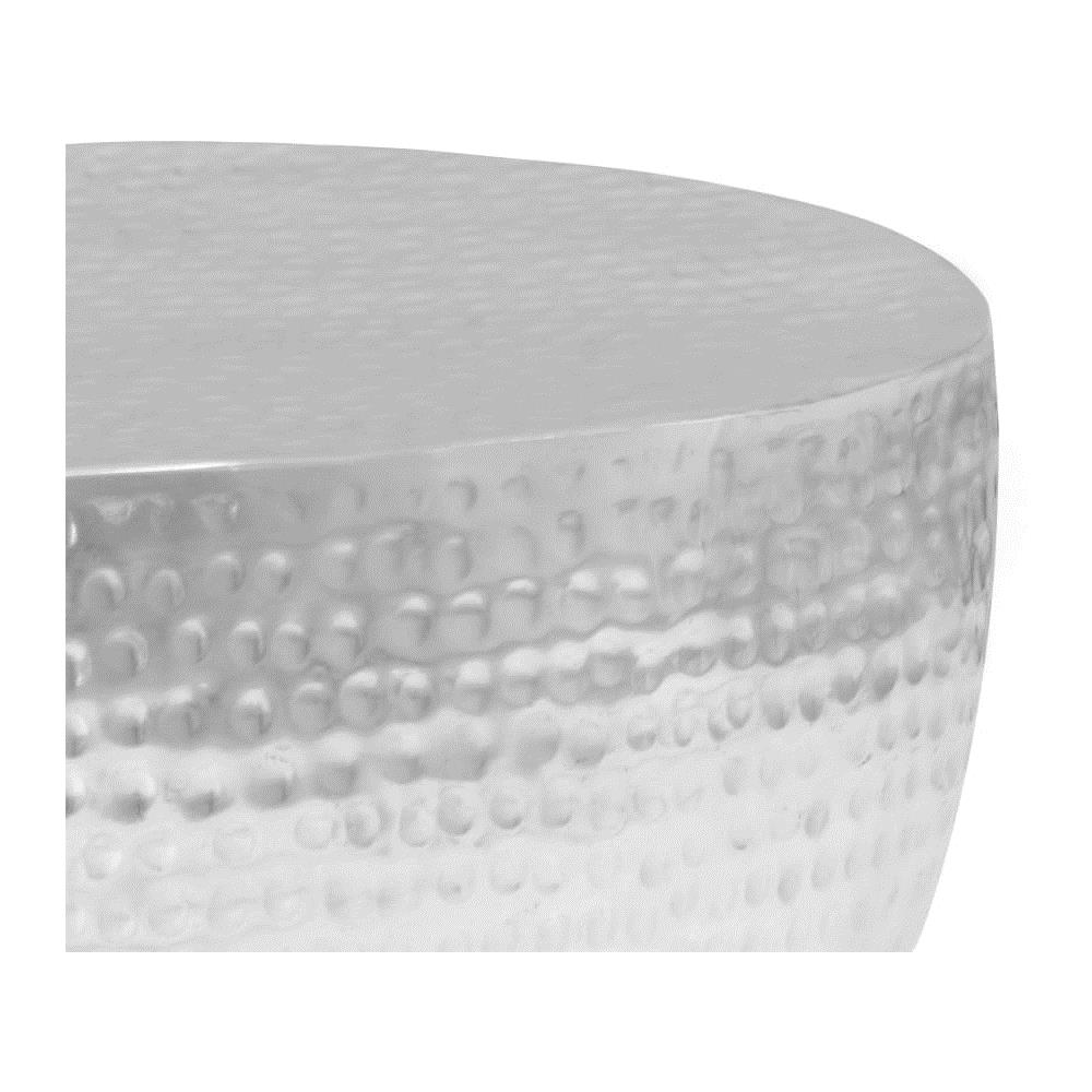 Tavolino Da Caffè 100x50x28 Cm Alluminio Martellato Argento - Foto 7