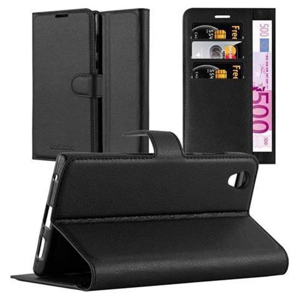 Custodia Compatibile Con Sony Xperia L1 In Nero Carbone - Coperchio Protettiva Con Chiusura Magnetica, Funzione Stand E Tasca Per Le Carte - Foto 1