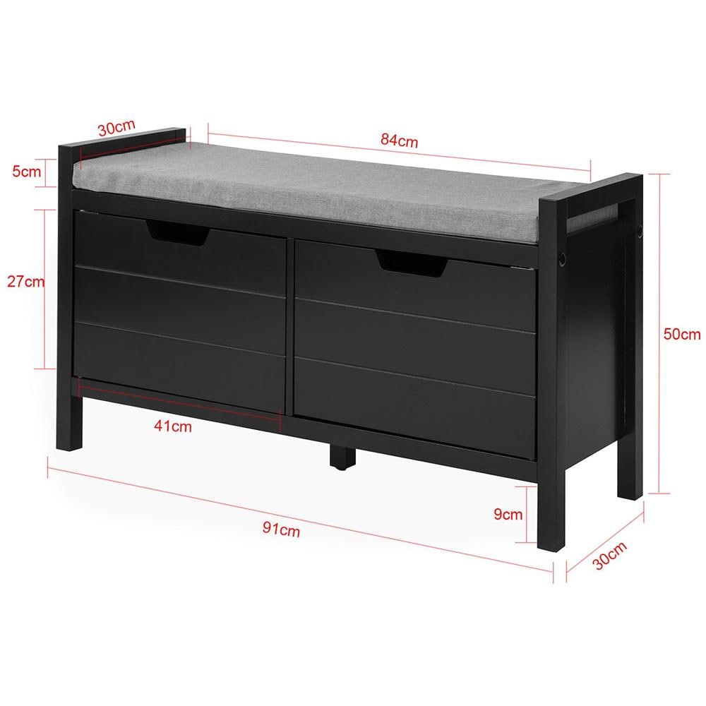Mobile Scarpiera Panca Ingresso Cassapanca Contenitore Moderna L91*p30*a50 Cm Nero Fsr63-sch - Foto 2