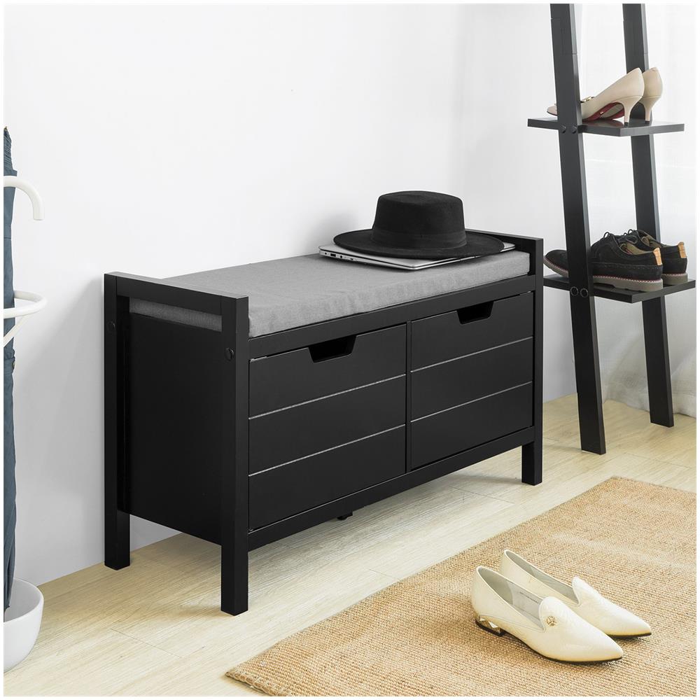 Mobile Scarpiera Panca Ingresso Cassapanca Contenitore Moderna L91*p30*a50 Cm Nero Fsr63-sch - Foto 8