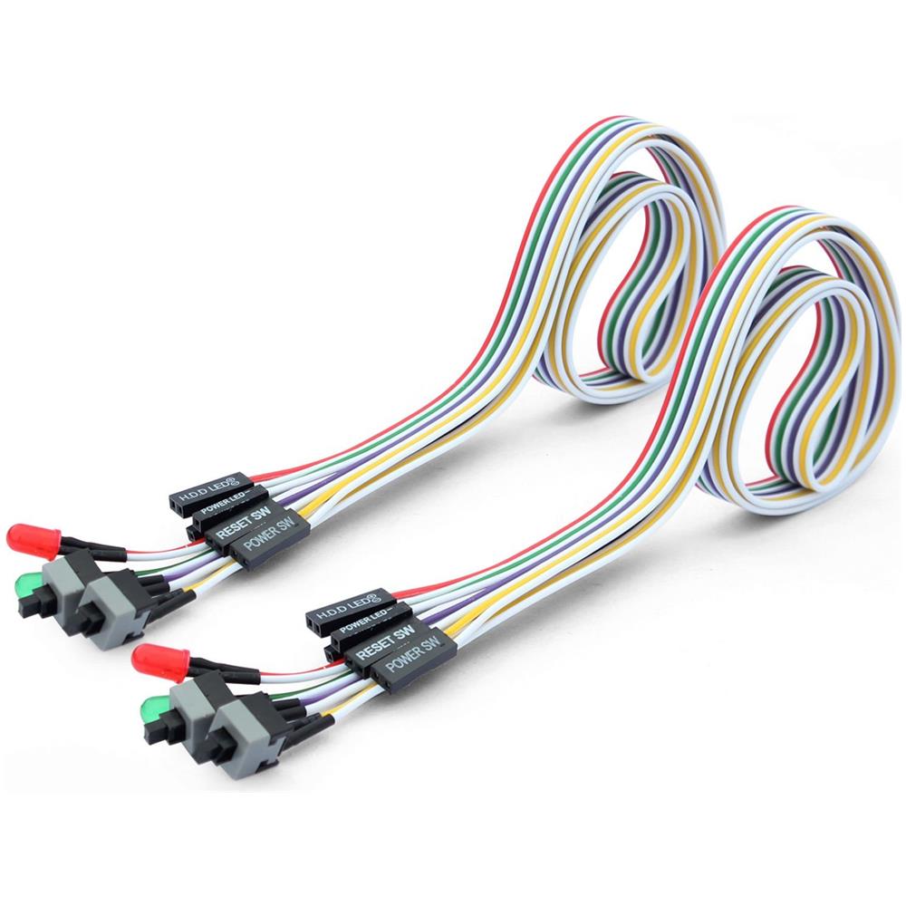 2pcs Pc Power Interruttore Di Ripristino Hdd Metallica Della Luce Del Cavo Led Kit Di Montaggio Per Il Computer - Foto 1