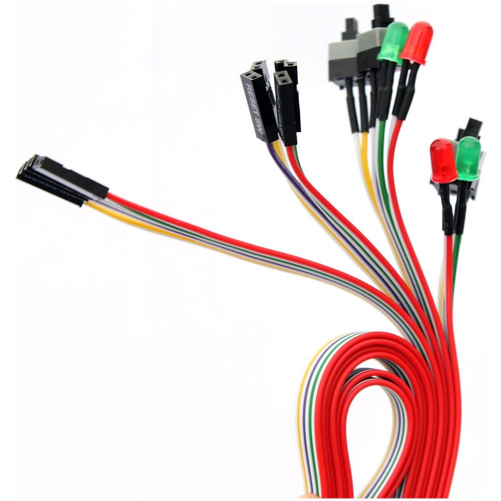 2pcs Pc Power Interruttore Di Ripristino Hdd Metallica Della Luce Del Cavo Led Kit Di Montaggio Per Il Computer - Foto 2
