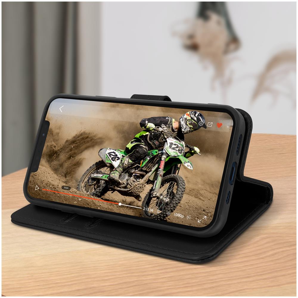 Custodia Iphone 12 / 12 Pro Portadocumenti Funzione Supporto Nero - Foto 2