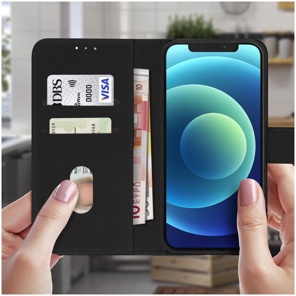 Custodia Iphone 12 / 12 Pro Portadocumenti Funzione Supporto Nero - Foto 5