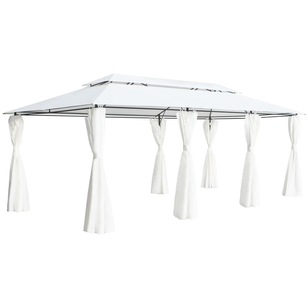 Gazebo Con Tende 600x298x270 Cm Bianco 180g / m - Foto 1