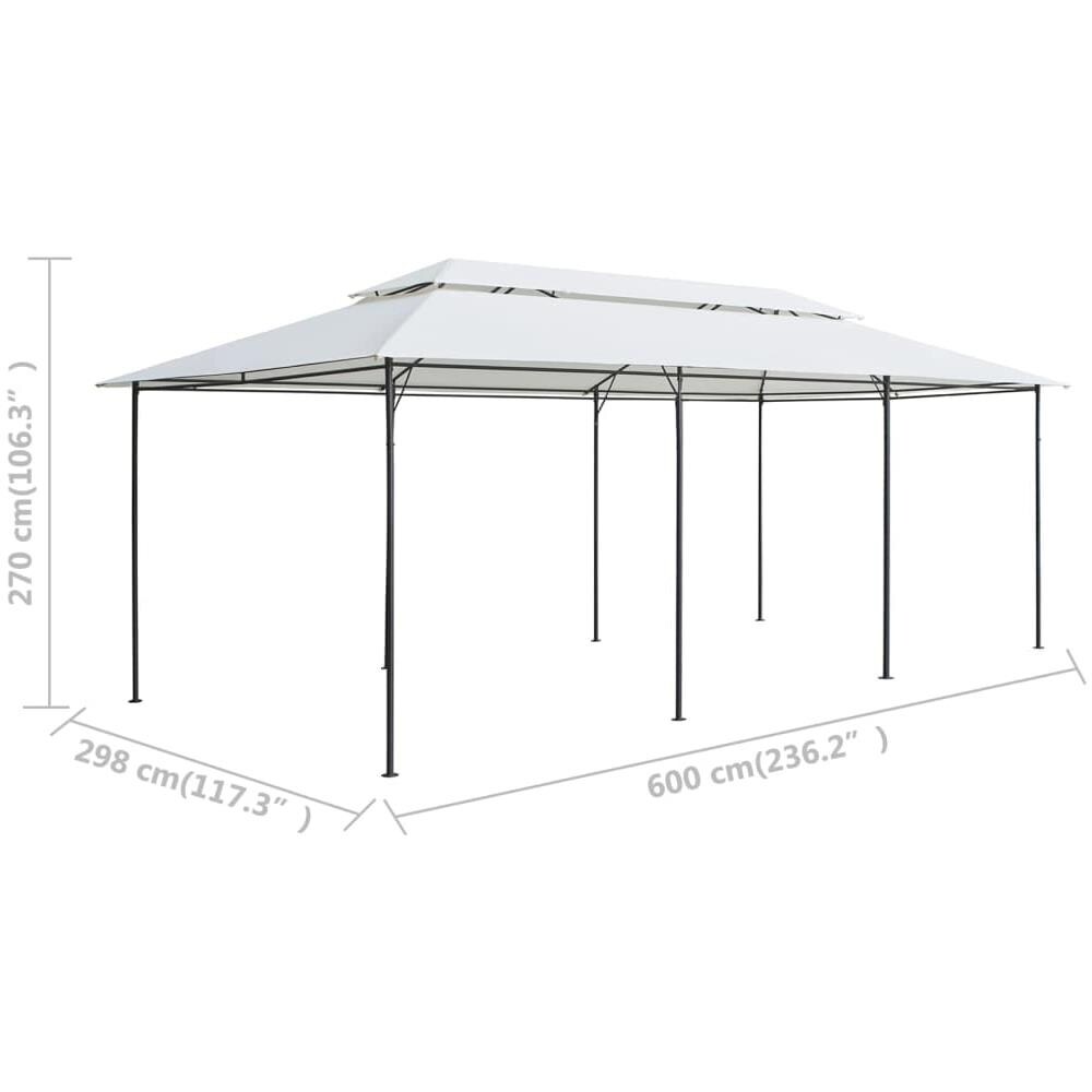 Gazebo Con Tende 600x298x270 Cm Bianco 180g / m - Foto 8