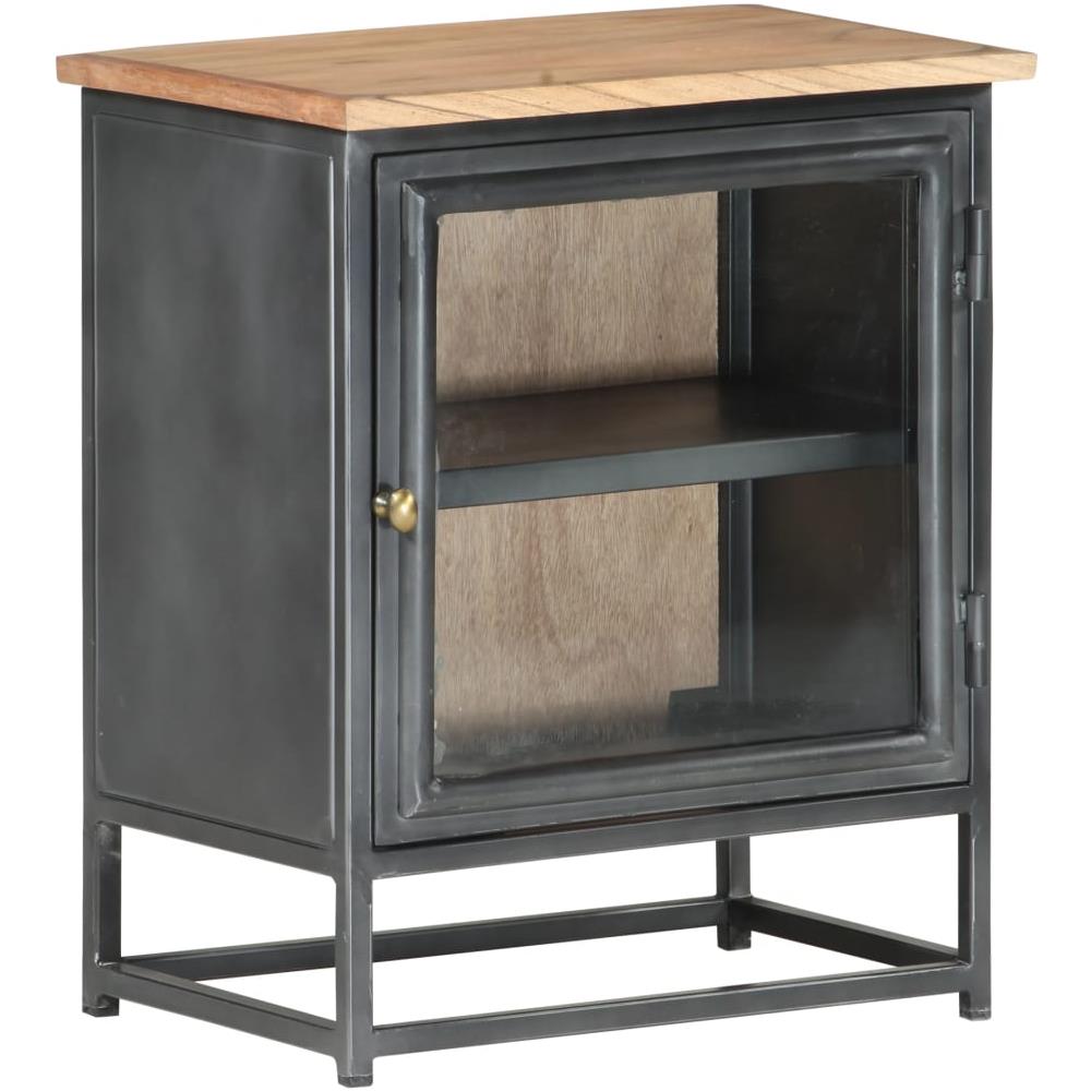 Comodino Grigio 40x30x50 Cm In Legno Massello Di Acacia - Foto 8