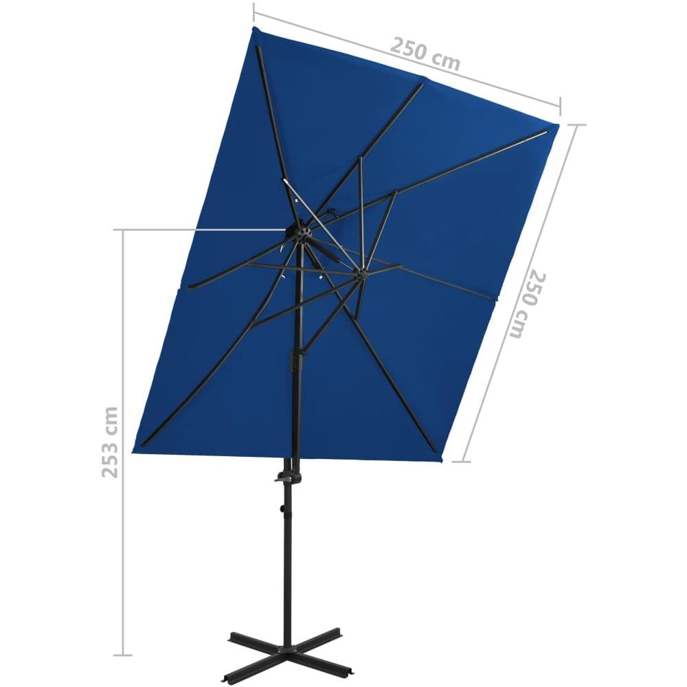 Ombrellone a Sbalzo con Doppia Copertura 250x250 cm Azzurro - Foto 2