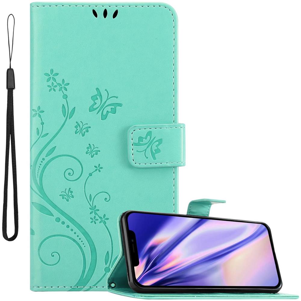 Custodia Compatibile Con Apple Iphone 13 Pro Max In Turchese Fiore - Coperchio Protettivo In Design Floreale Con Chiusura Magnetica, Funzione Stand E Slot Per Carte - Foto 1