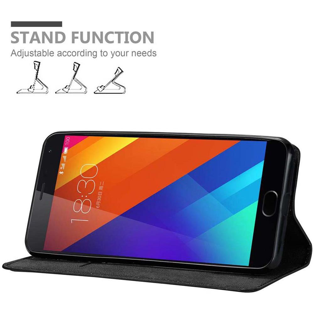 Cadorabo Custodia Compatibile Con Meizu Mx5 In Nero Di Notte - Coperchio Protettiva Con Chiusura Magnetica, Funzione Stand E Tasca Per Le Carte - Foto 2