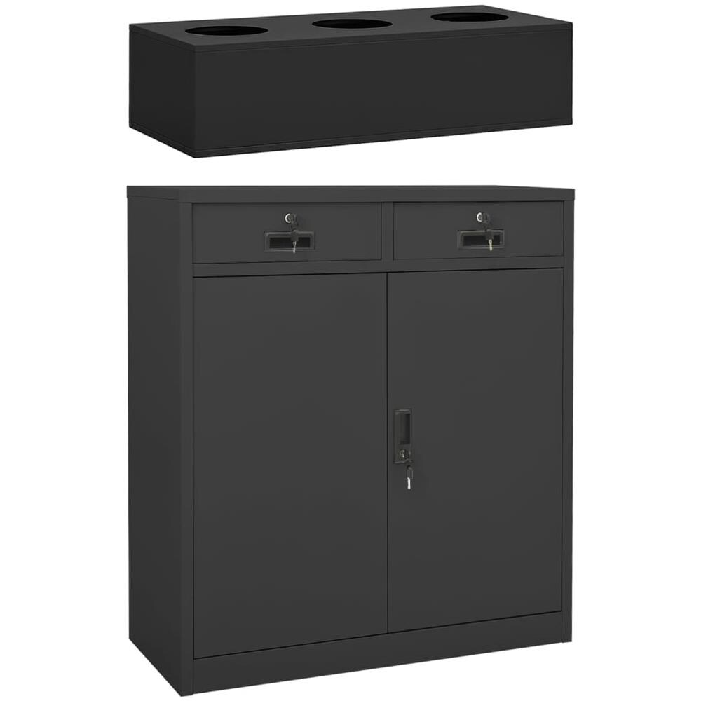 Armadio Ufficio Con Fioriera Antracite 90x40x125 Cm In Acciaio - Foto 1