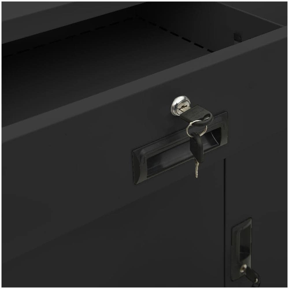 Armadio Ufficio Con Fioriera Antracite 90x40x125 Cm In Acciaio - Foto 3