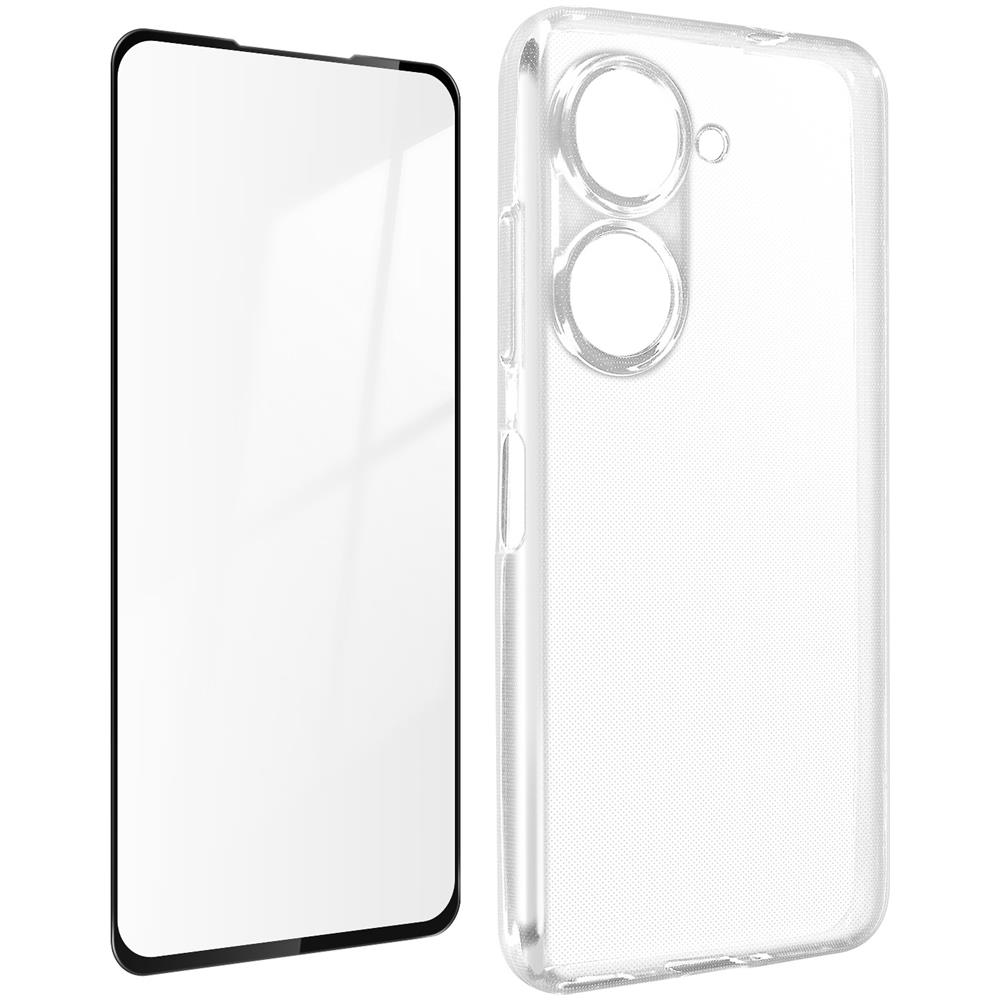 Cover Silicone Asuz Zenfone 9 + Vetro Temperato 9h Bordo Nero - Foto 1