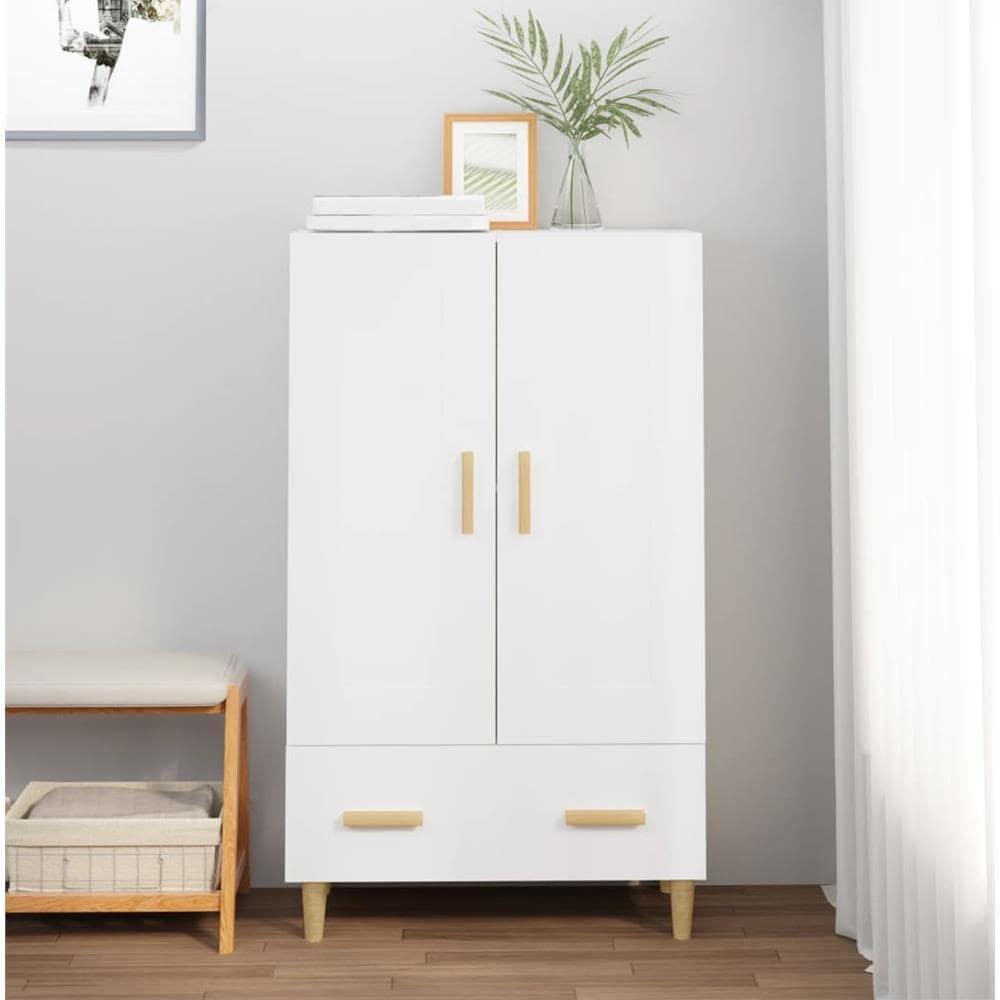 Credenza Bianca 70x31x115 Cm In Legno Ingegnerizzato - Foto 4