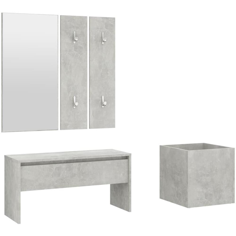 Set Di Mobili Da Corridoio Grigio Cemento In Legno Multistrato - Foto 2