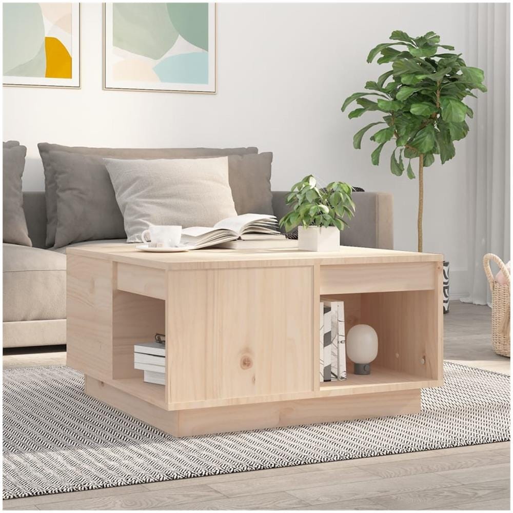 Tavolino Da Salotto 60x61x32,5 Cm In Legno Massello Di Pino - Foto 1