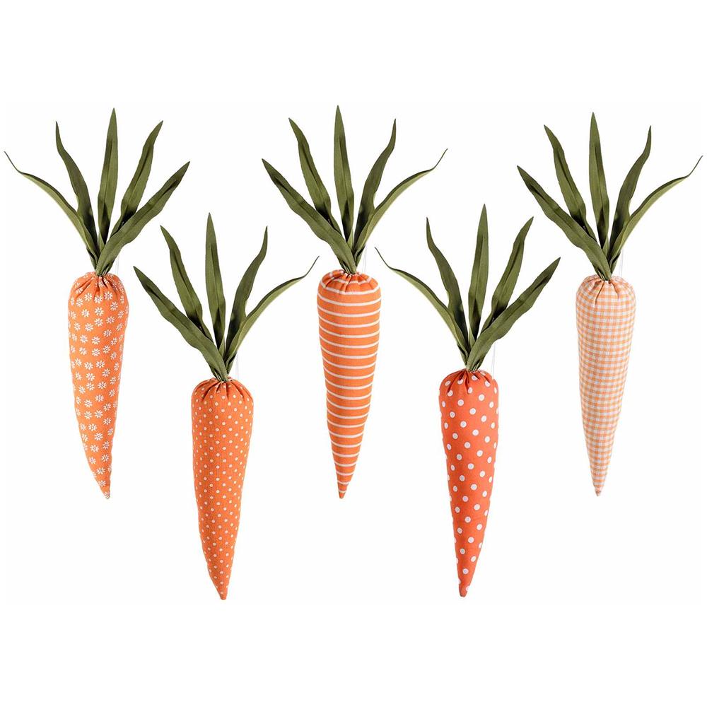 Carote In Stoffa Imbottita A Pois Decorazione Pasquale E Primaverile Da Appendere O Appoggiare Set Da 10 - Foto 1