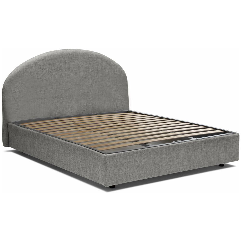 Letto Singolo Beatrice, Letto Contenitore Con Rivestimento In Tessuto, 100% Made In Italy, Apertura Frontale, Adatto Per Materasso Cm 80x190, Grigio - Foto 2