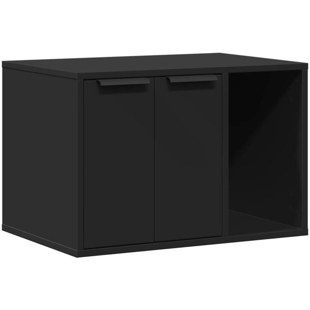 Recinto per Lettiera per Gatti Nero 60x40x40 cm in Truciolato - Foto 1