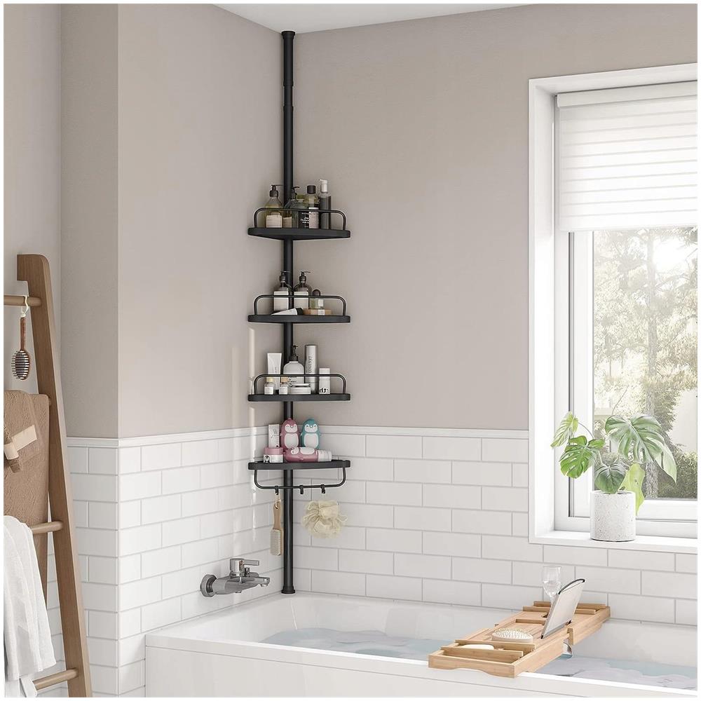 Mensola telescopica per bagno Valora nera con spazio di archiviazione regolabile - Foto 2