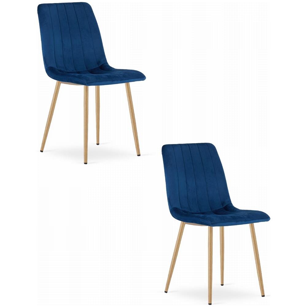Sedia VALORA JEWA - Moderna in velluto blu navy con gambe color legno x 2 - Foto 1