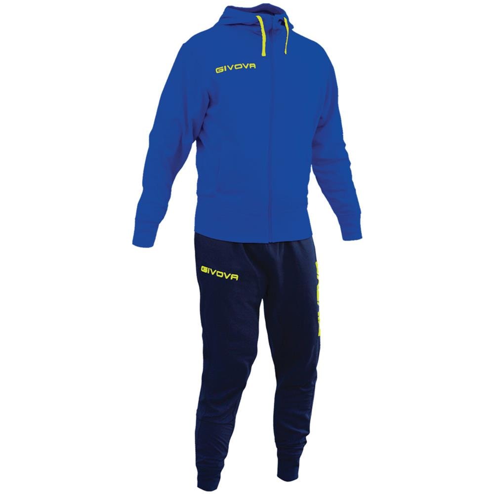 Tuta Poker Givova Completo Di Giacca Con Zip Manica Lunga E Pantalone Colore Azzurro / blu Taglia L - Foto 1