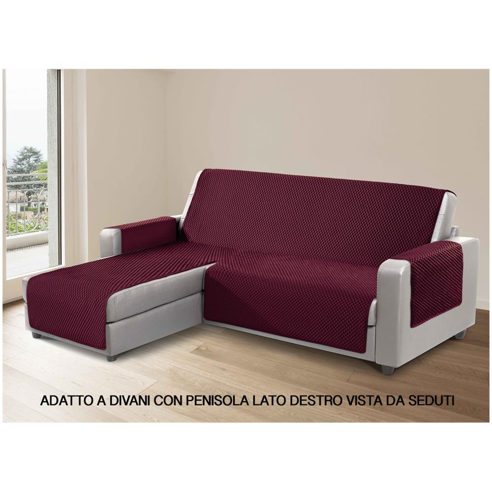 Copridivano Per Divani Con Penisola Lato Destro Modello Sphere Bordeaux 280 Cm Bordeaux - Foto 1