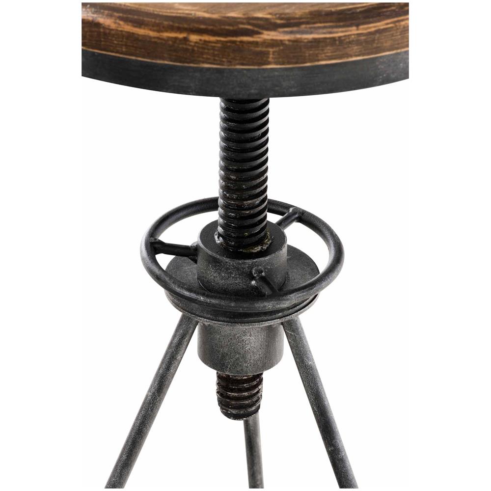 Sgabello Industriale Vintage Karla in Legno E Metallo I Sedia Sgabello Cucina Regolabile in Altezza con Poggiapiedi Stile Rustico Argento - Foto 5