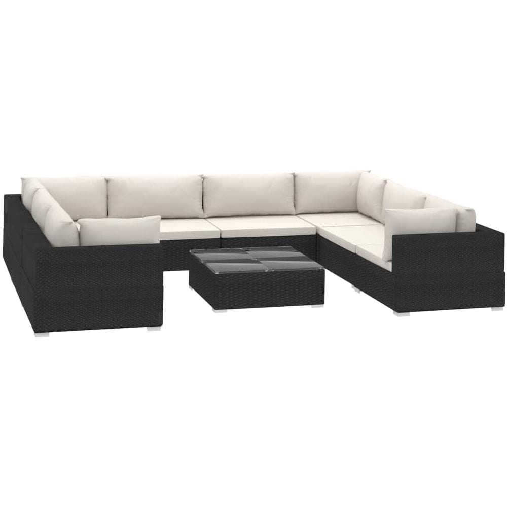 Set Divani Da Giardino 9 Pz Con Cuscini In Polyrattan Nero - Foto 2