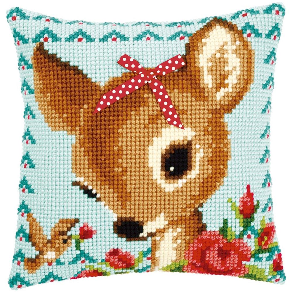 Cuscino A Punto Croce, Motivo: Bambi, Multicolore - Foto 1