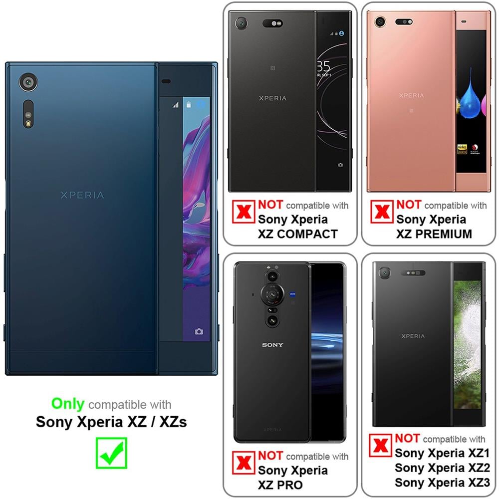Custodia Compatibile Con Sony Xperia Xz / Xzs In Nero Carbone - Coperchio Protettiva Con Chiusura Magnetica, Funzione Stand E Tasca Per Le Carte - Foto 2