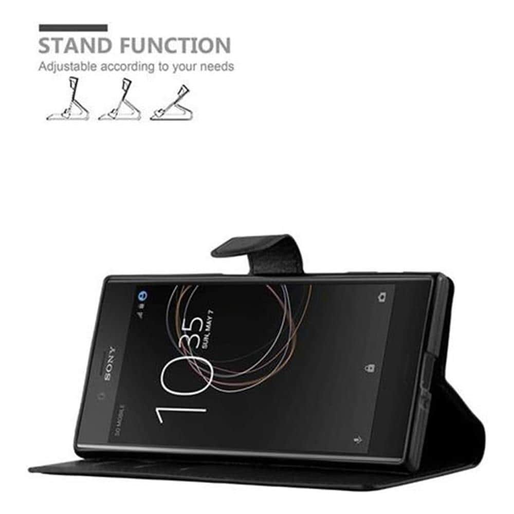 Custodia Compatibile Con Sony Xperia Xz / Xzs In Nero Carbone - Coperchio Protettiva Con Chiusura Magnetica, Funzione Stand E Tasca Per Le Carte - Foto 6