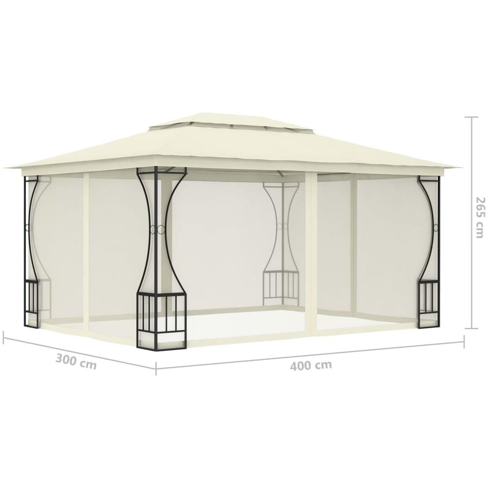 Gazebo Con Tende 300x400x265 Cm Crema - Foto 6