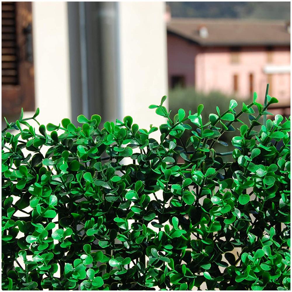 Divy 3d Panel Buxus Intense Siepe Sintetica Con Foglie Di Bosso Di Color Verde Intenso In Moduli Componibili - 0,50 X 1 M - Foto 2