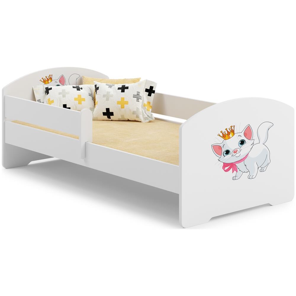 Luk 140x70 Letto Per Bambino Con Ringhiera + Materasso E Giroletto Cat - Foto 1