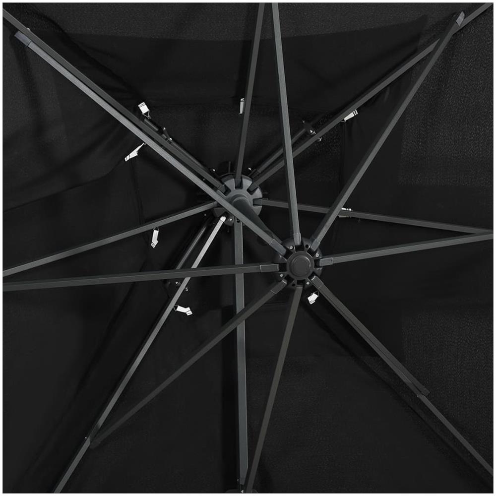 Ombrellone a Sbalzo con Doppia Copertura 250x250 cm Nero - Foto 2