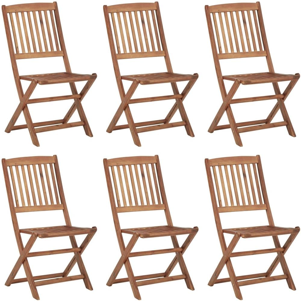 Sedie da Giardino Pieghevoli 6 pz con Cuscini Massello Acacia - Foto 3