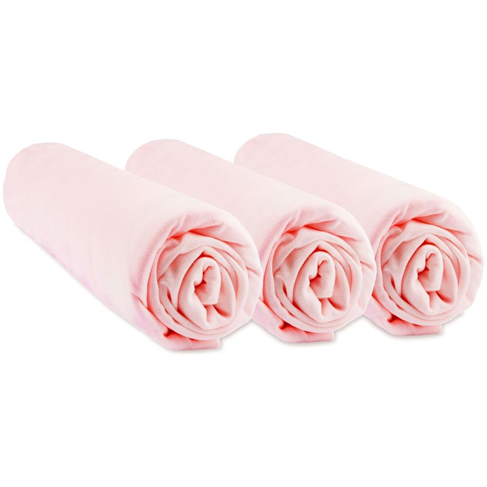 Set Di 3 Lenzuola Con Angoli In Jersey Di Cotone 100% - 50x100cm - Rosa - Foto 1