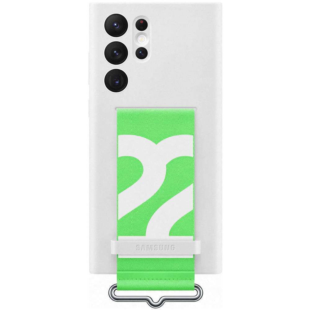 Silicone Cover With Strap White Galaxy S22 Ultra - Foto 4
