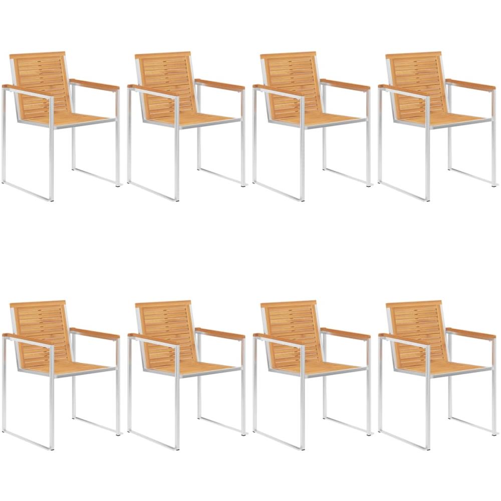 Sedie Da Giardino Con Cuscini 8 Pz In Legno Massello Di Teak - Foto 3