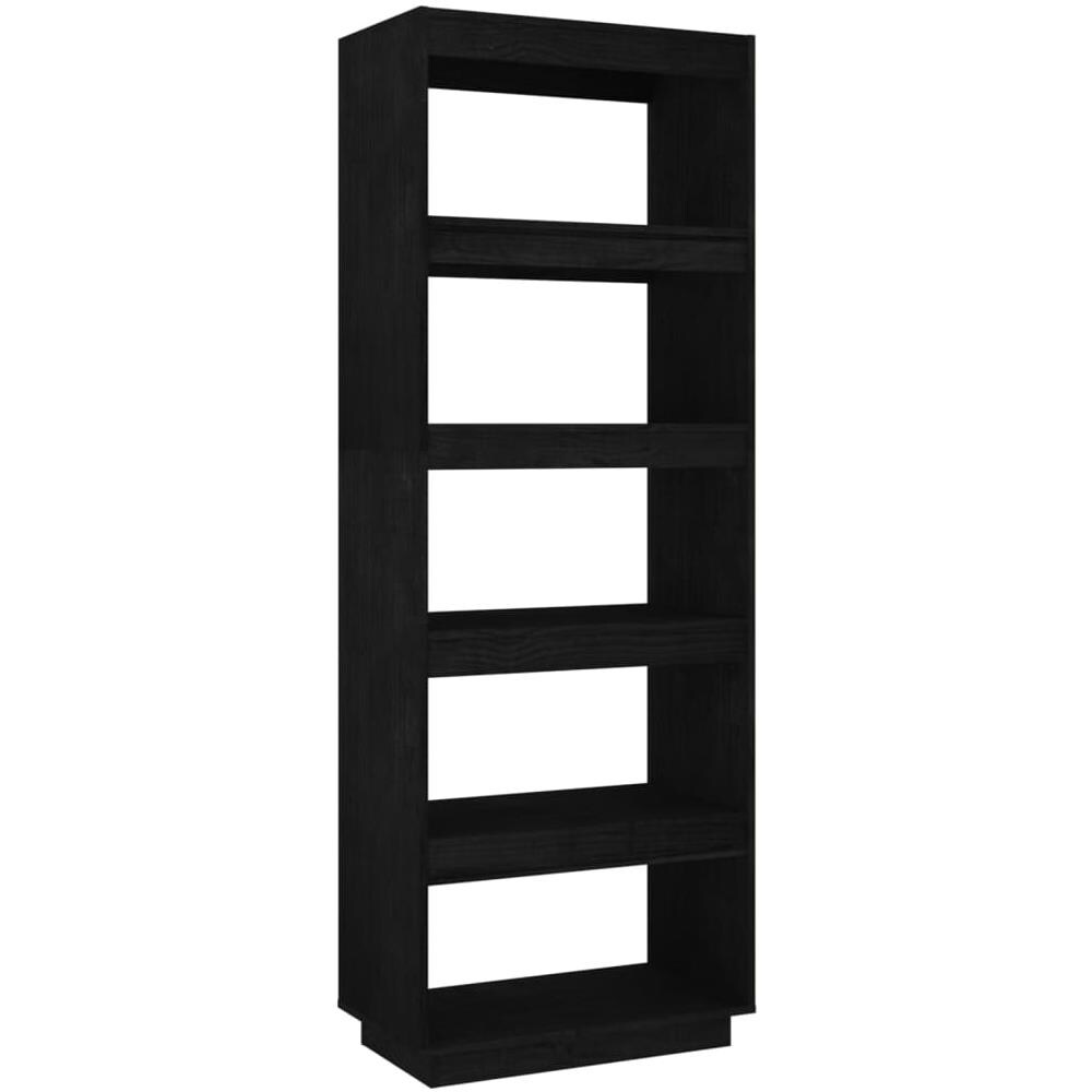 Libreria / divisorio Nero 60x35x167 Cm In Legno Massello Di Pino - Foto 2