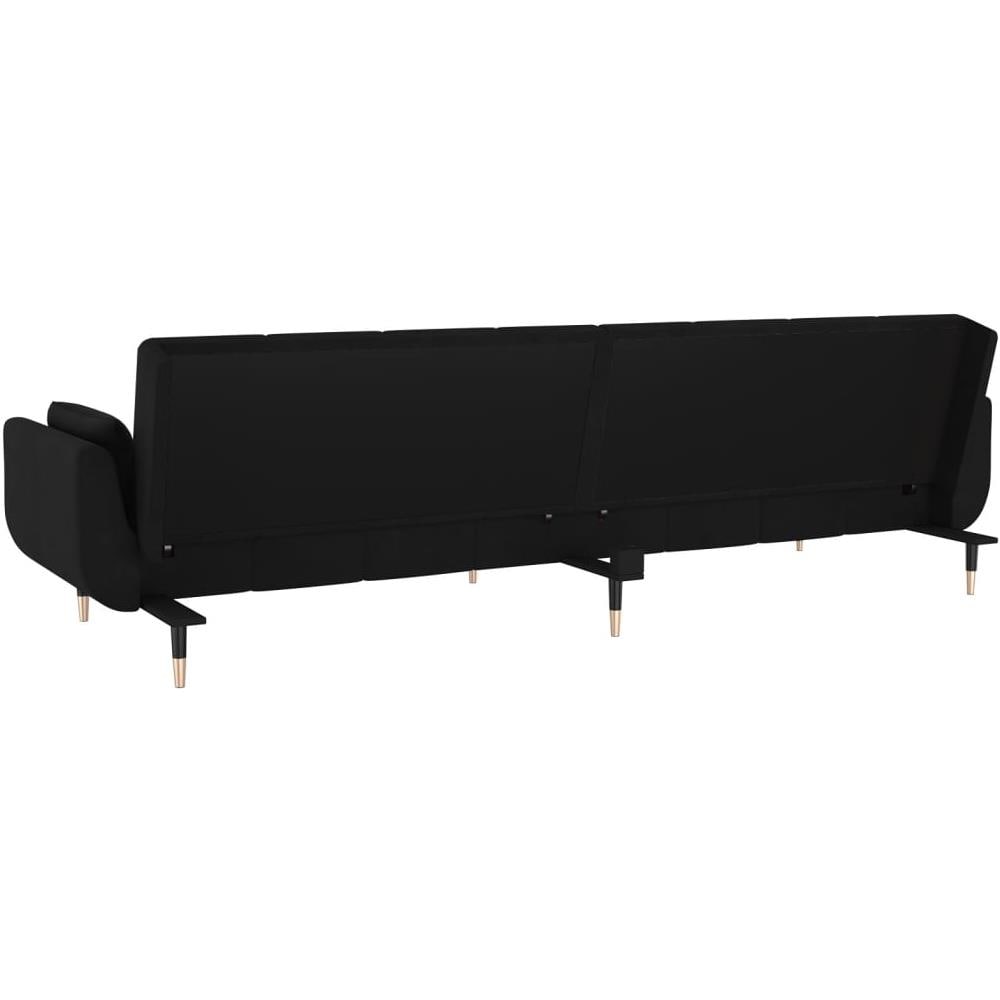 Divano Letto A 2 Posti Con 2 Cuscini Nero In Velluto - Foto 2