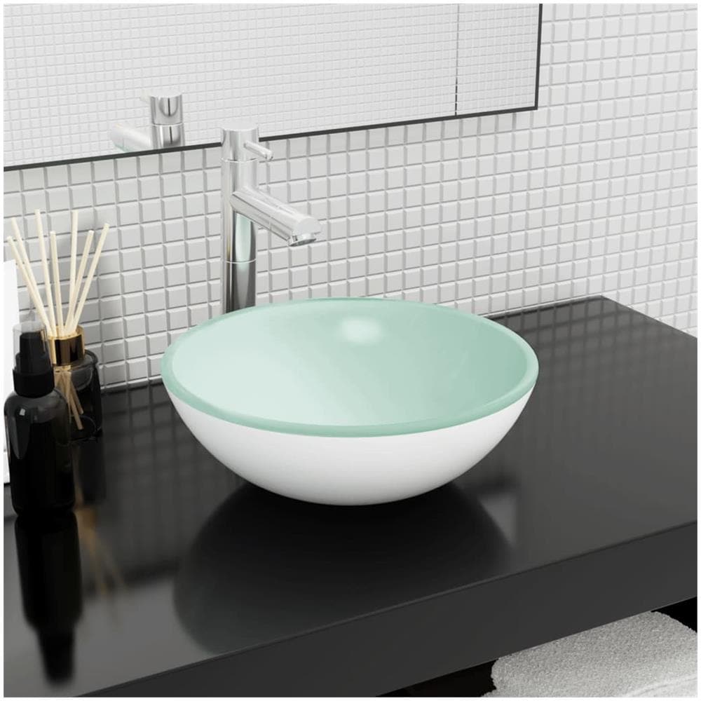 Lavandino In Vetro Temperato 35x12 Cm Bianco - Foto 1