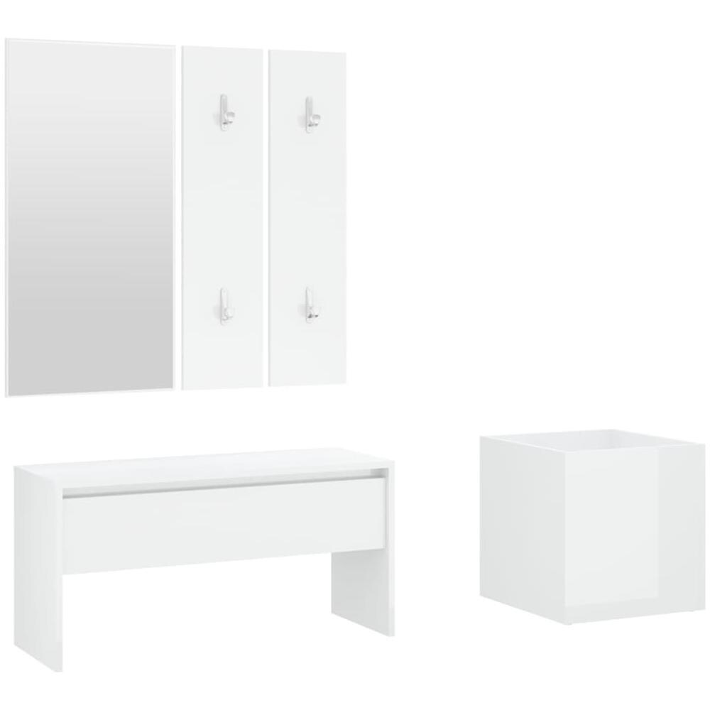 Set Di Mobili Da Corridoio Bianco Lucido In Legno Multistrato - Foto 2